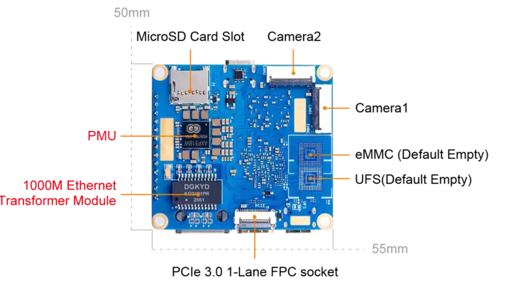 Allwinner A733 SBC PCIe doble cámara