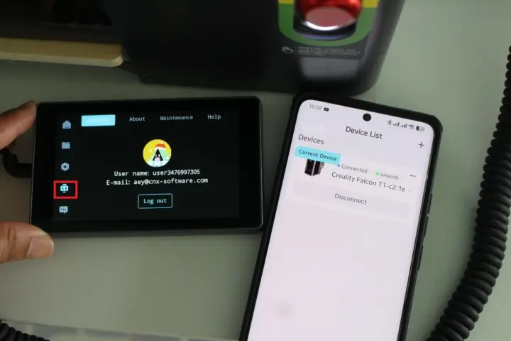 Escaneo de código QR para vincular el Creality Falcon T1