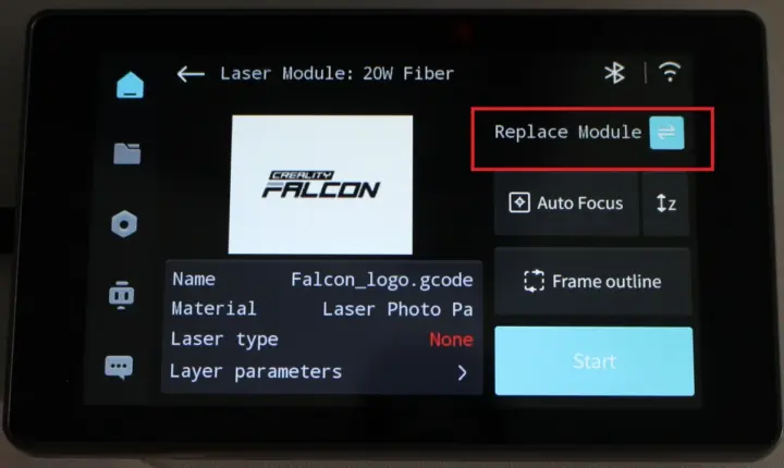 Pantalla de reemplazo de módulo