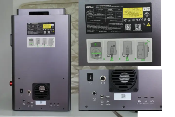 Panel trasero del Creality Falcon T1