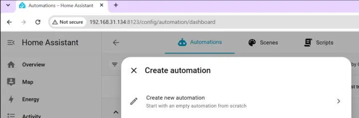 Crear automatización en Home Assistant