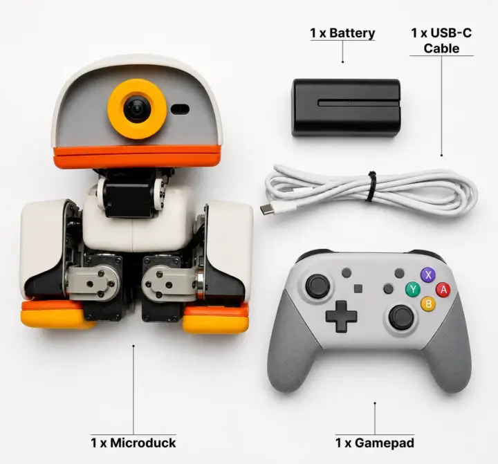 Mando de juegos, batería y cable USB del Microduck