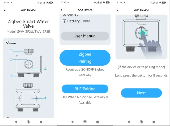Añadir dispositivo SONOFF Hydro DUO con emparejamiento BLE