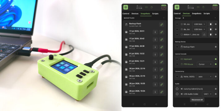 USBridge-KVM 2.0 conectado a un servidor y controlado de forma remota desde un smartphone