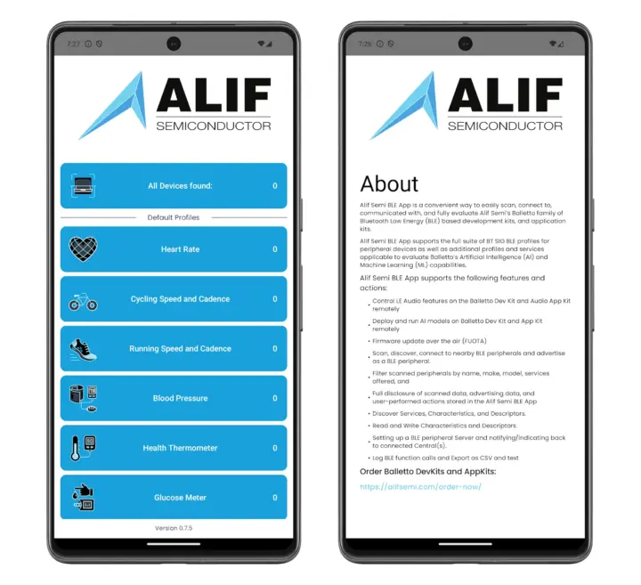 Aplicación BLE Alif