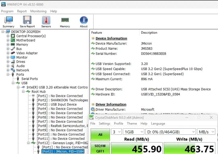 Puerto USB-A del panel trasero del Kron Mini K5