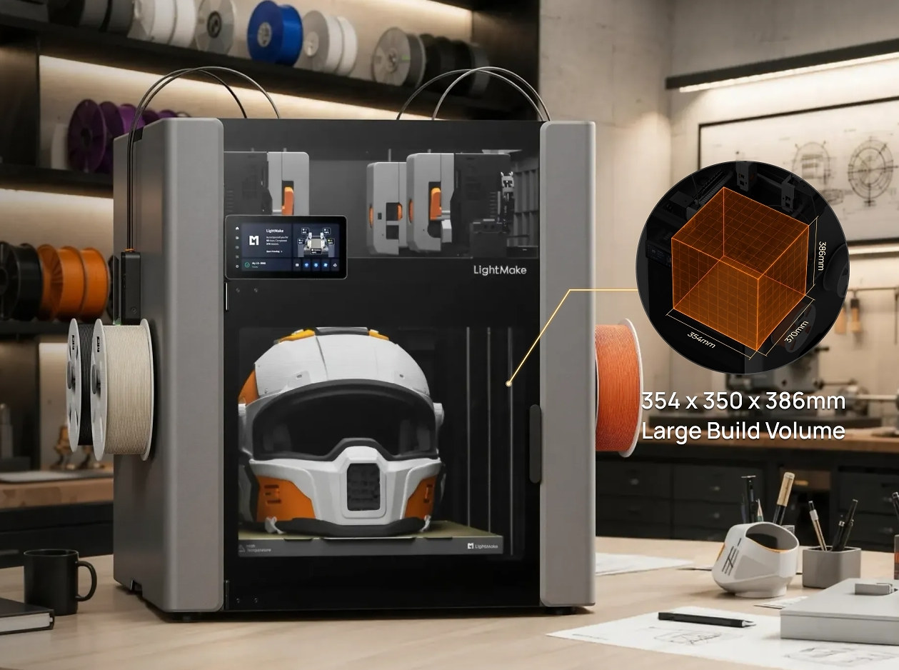 Impresora 3D LightMake L4 con cuatro cabezales de impresión independientes