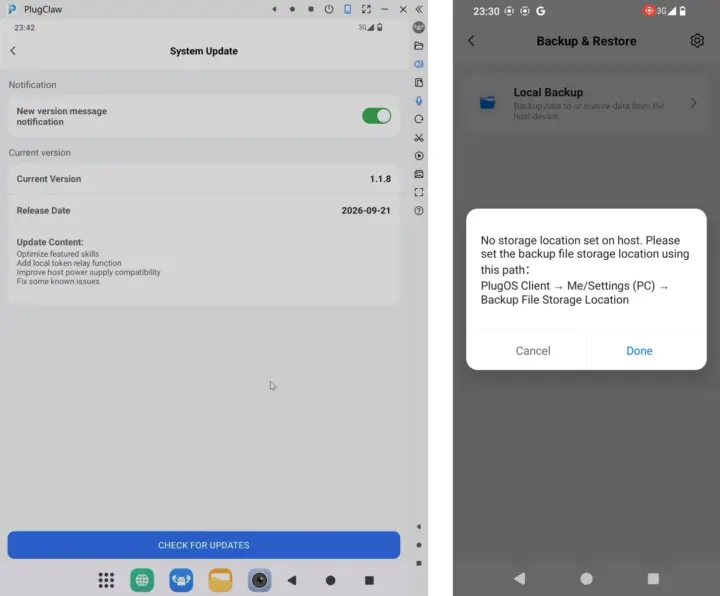Actualización de PlugOS